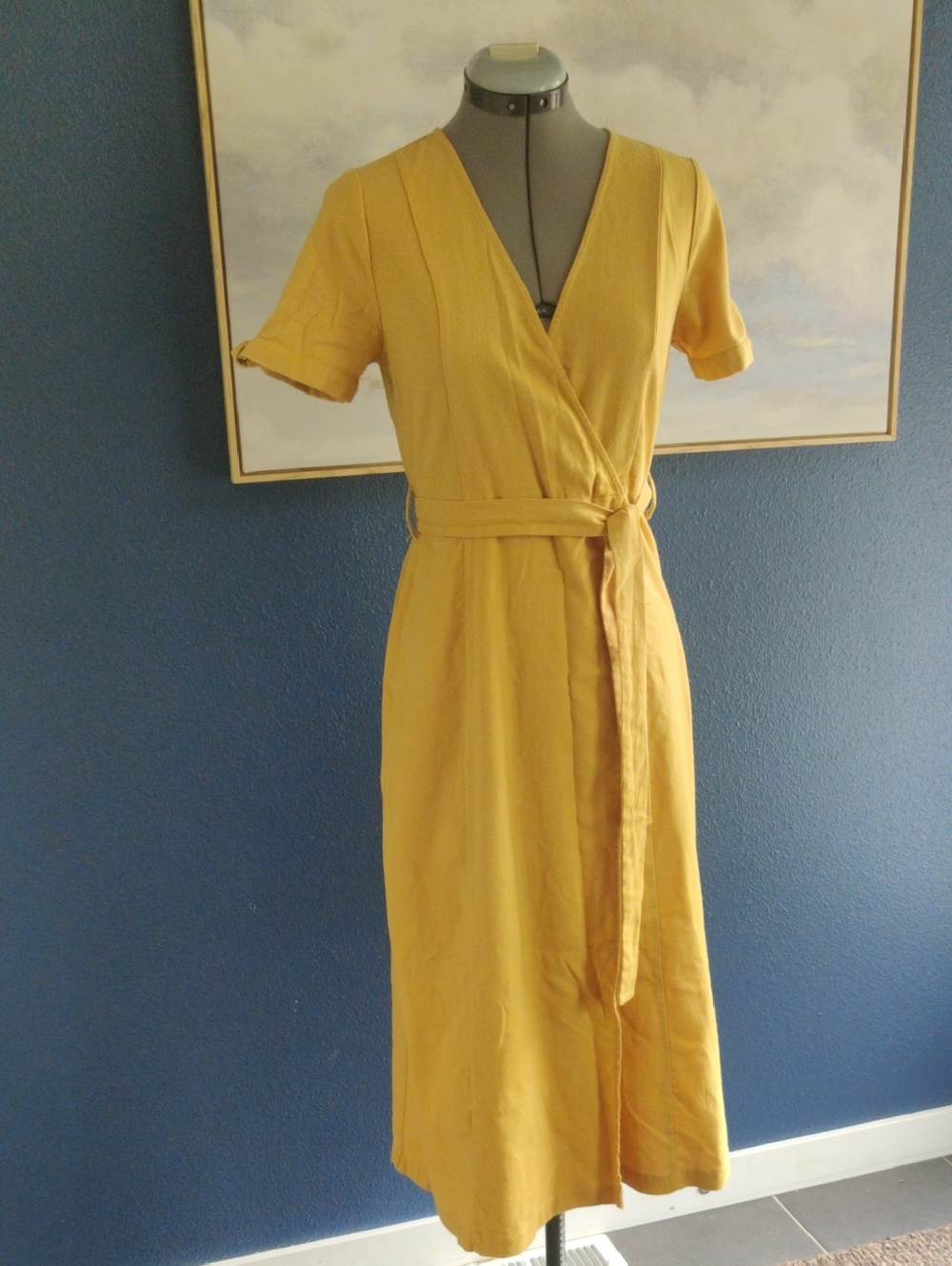 Moon river S Linen Blend Mustard Dress